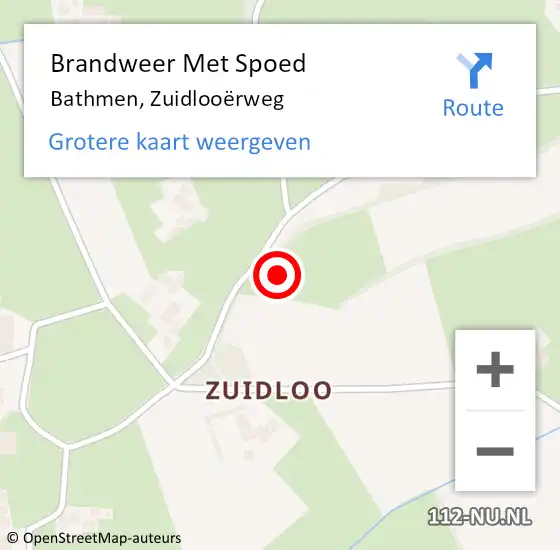 Locatie op kaart van de 112 melding: Brandweer Met Spoed Naar Bathmen, Zuidlooërweg op 22 januari 2022 19:09