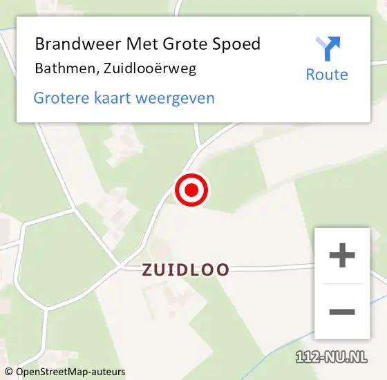 Locatie op kaart van de 112 melding: Brandweer Met Grote Spoed Naar Bathmen, Zuidlooërweg op 22 januari 2022 19:10