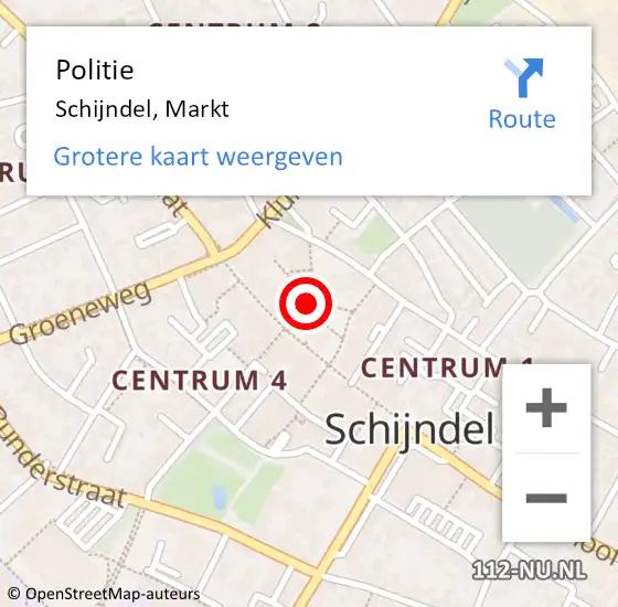 Locatie op kaart van de 112 melding: Politie Schijndel, Markt op 22 januari 2022 19:23