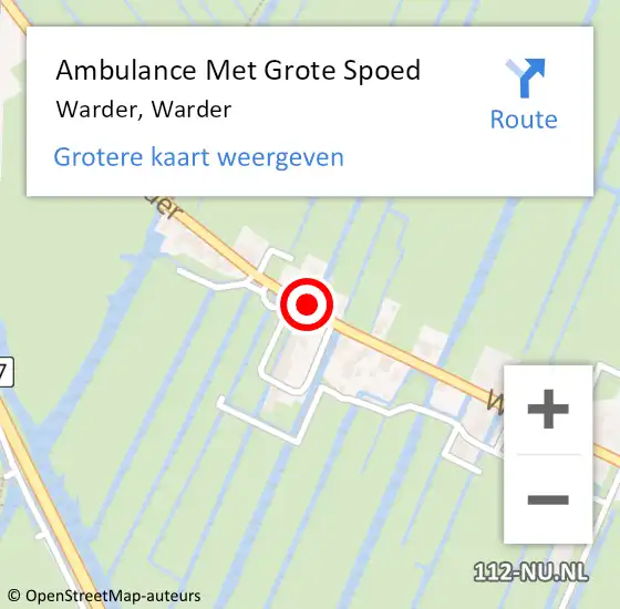 Locatie op kaart van de 112 melding: Ambulance Met Grote Spoed Naar Warder, Warder op 22 januari 2022 19:25