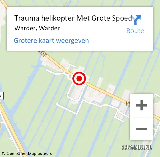 Locatie op kaart van de 112 melding: Trauma helikopter Met Grote Spoed Naar Warder, Warder op 22 januari 2022 19:26