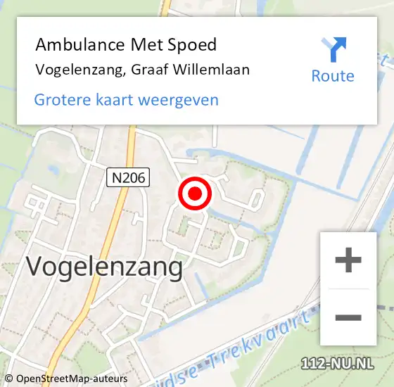 Locatie op kaart van de 112 melding: Ambulance Met Spoed Naar Vogelenzang, Graaf Willemlaan op 22 januari 2022 19:45