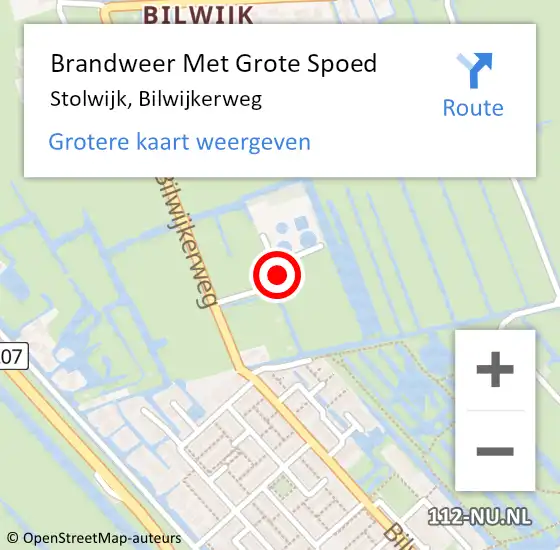 Locatie op kaart van de 112 melding: Brandweer Met Grote Spoed Naar Stolwijk, Bilwijkerweg op 6 juli 2014 02:10