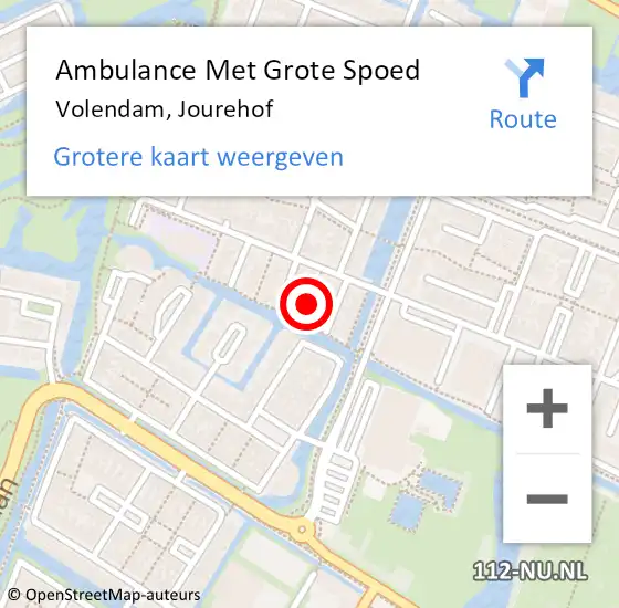 Locatie op kaart van de 112 melding: Ambulance Met Grote Spoed Naar Volendam, Jourehof op 22 januari 2022 19:49