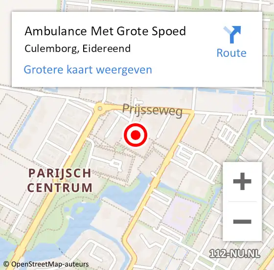 Locatie op kaart van de 112 melding: Ambulance Met Grote Spoed Naar Culemborg, Eidereend op 22 januari 2022 20:19