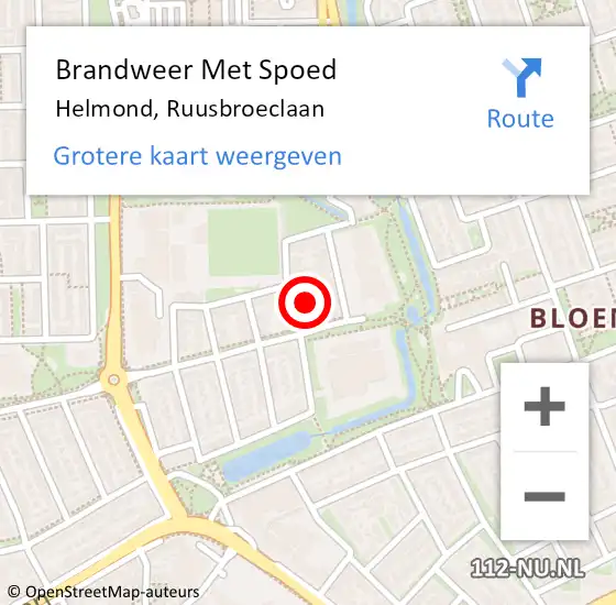 Locatie op kaart van de 112 melding: Brandweer Met Spoed Naar Helmond, Ruusbroeclaan op 22 januari 2022 20:29