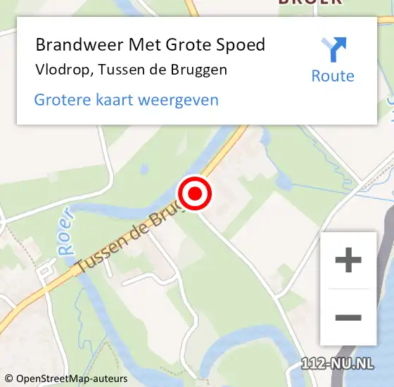 Locatie op kaart van de 112 melding: Brandweer Met Grote Spoed Naar Vlodrop, Tussen de Bruggen op 22 januari 2022 20:31