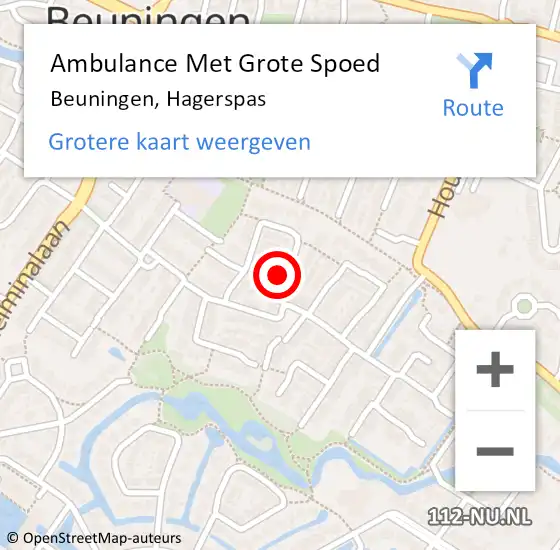 Locatie op kaart van de 112 melding: Ambulance Met Grote Spoed Naar Beuningen, Hagerspas op 22 januari 2022 20:48