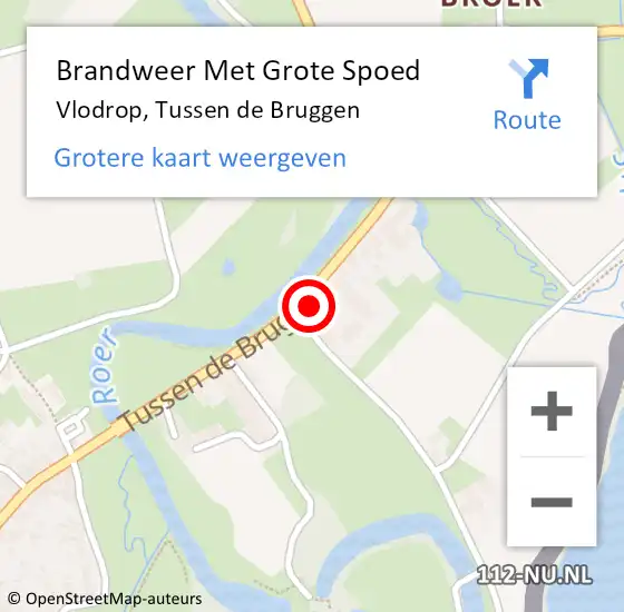 Locatie op kaart van de 112 melding: Brandweer Met Grote Spoed Naar Vlodrop, Tussen de Bruggen op 22 januari 2022 20:54
