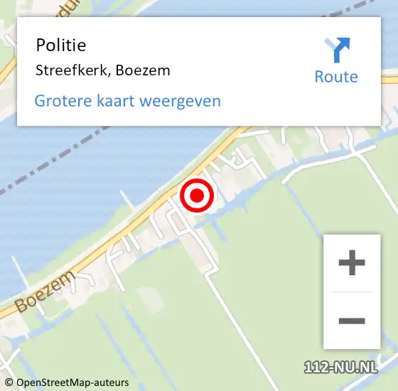 Locatie op kaart van de 112 melding: Politie Streefkerk, Boezem op 22 januari 2022 21:01