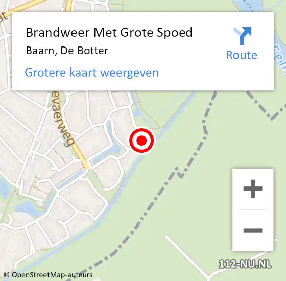 Locatie op kaart van de 112 melding: Brandweer Met Grote Spoed Naar Baarn, De Botter op 6 juli 2014 02:17