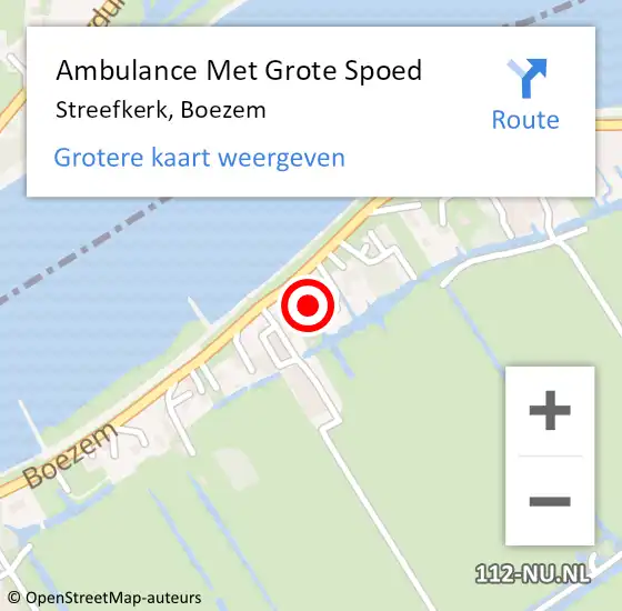 Locatie op kaart van de 112 melding: Ambulance Met Grote Spoed Naar Streefkerk, Boezem op 22 januari 2022 21:03