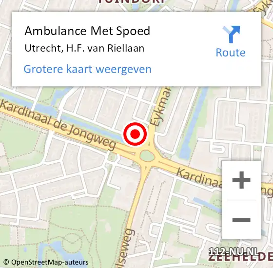 Locatie op kaart van de 112 melding: Ambulance Met Spoed Naar Utrecht, H.F. van Riellaan op 6 juli 2014 02:20