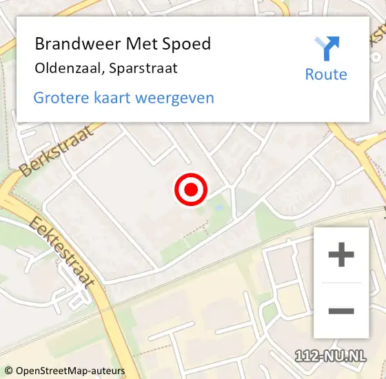 Locatie op kaart van de 112 melding: Brandweer Met Spoed Naar Oldenzaal, Sparstraat op 22 januari 2022 21:35