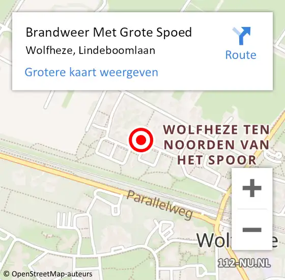 Locatie op kaart van de 112 melding: Brandweer Met Grote Spoed Naar Wolfheze, Lindeboomlaan op 22 januari 2022 22:45