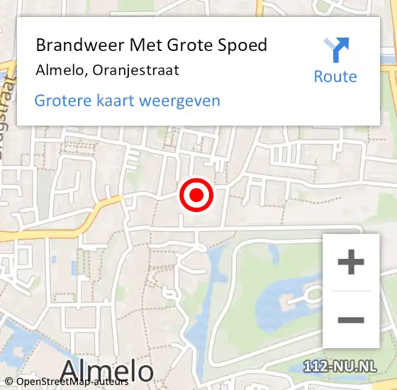Locatie op kaart van de 112 melding: Brandweer Met Grote Spoed Naar Almelo, Oranjestraat op 22 januari 2022 23:09