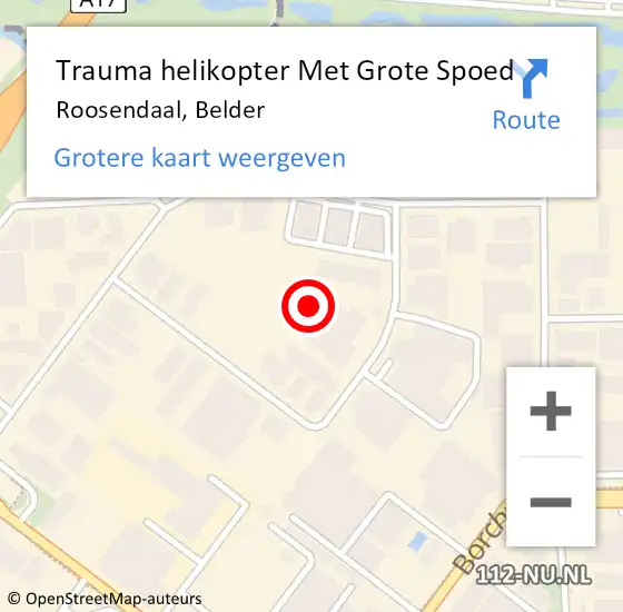 Locatie op kaart van de 112 melding: Trauma helikopter Met Grote Spoed Naar Roosendaal, Belder op 22 januari 2022 23:31