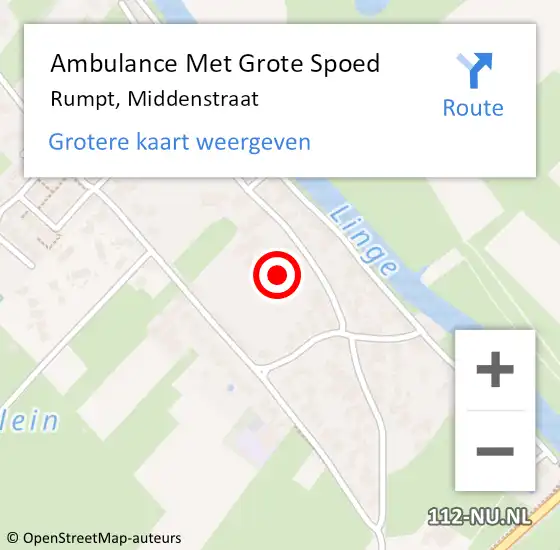 Locatie op kaart van de 112 melding: Ambulance Met Grote Spoed Naar Rumpt, Middenstraat op 23 januari 2022 00:04