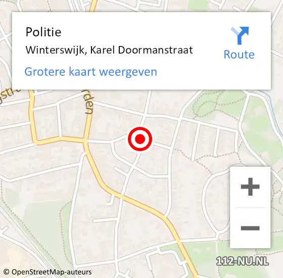 Locatie op kaart van de 112 melding: Politie Winterswijk, Karel Doormanstraat op 23 januari 2022 00:27