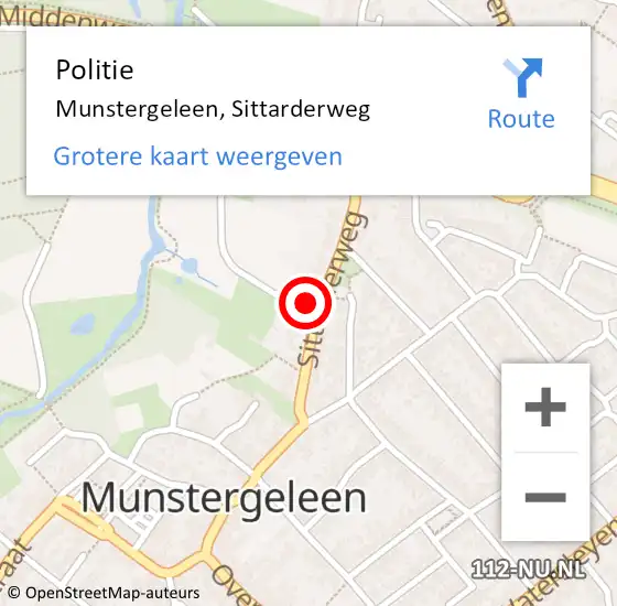 Locatie op kaart van de 112 melding: Politie Munstergeleen, Sittarderweg op 23 januari 2022 00:57