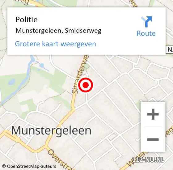 Locatie op kaart van de 112 melding: Politie Munstergeleen, Smidserweg op 23 januari 2022 01:01