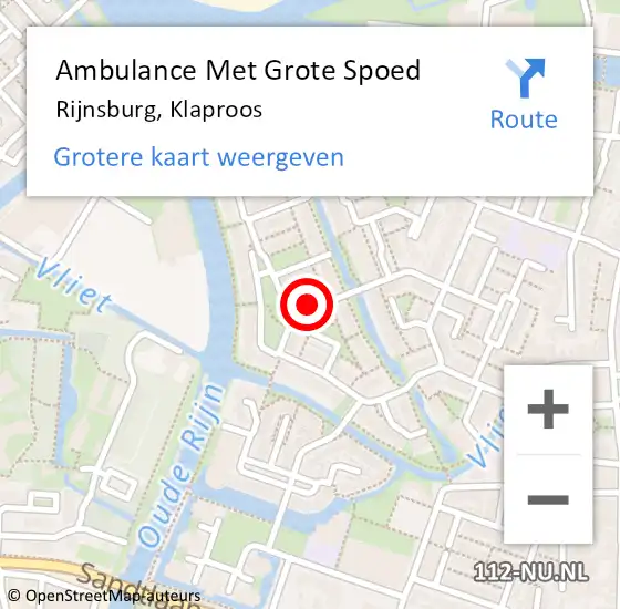 Locatie op kaart van de 112 melding: Ambulance Met Grote Spoed Naar Rijnsburg, Klaproos op 23 januari 2022 01:22
