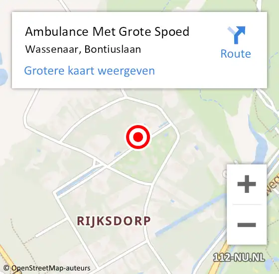 Locatie op kaart van de 112 melding: Ambulance Met Grote Spoed Naar Wassenaar, Bontiuslaan op 23 januari 2022 01:27