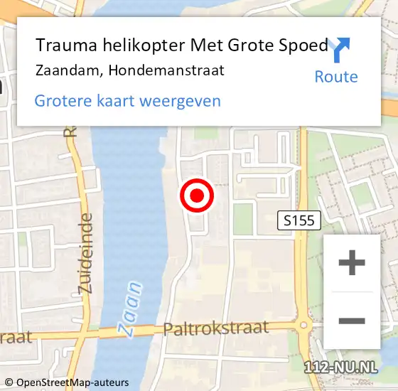 Locatie op kaart van de 112 melding: Trauma helikopter Met Grote Spoed Naar Zaandam, Hondemanstraat op 23 januari 2022 01:33