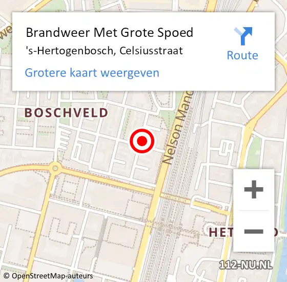 Locatie op kaart van de 112 melding: Brandweer Met Grote Spoed Naar 's-Hertogenbosch, Celsiusstraat op 23 januari 2022 02:41