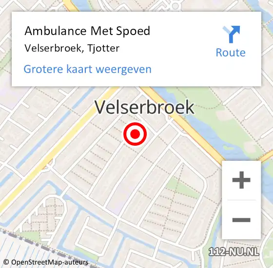 Locatie op kaart van de 112 melding: Ambulance Met Spoed Naar Velserbroek, Tjotter op 23 januari 2022 03:34