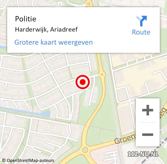 Locatie op kaart van de 112 melding: Politie Harderwijk, Ariadreef op 23 januari 2022 03:43