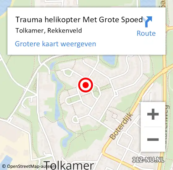 Locatie op kaart van de 112 melding: Trauma helikopter Met Grote Spoed Naar Tolkamer, Rekkenveld op 23 januari 2022 03:52
