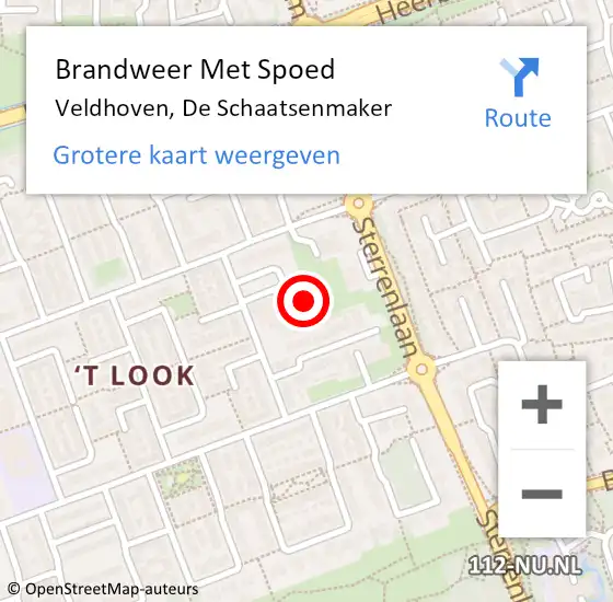 Locatie op kaart van de 112 melding: Brandweer Met Spoed Naar Veldhoven, De Schaatsenmaker op 23 januari 2022 04:07