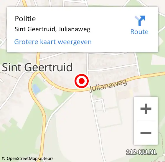 Locatie op kaart van de 112 melding: Politie Sint Geertruid, Julianaweg op 23 januari 2022 04:19