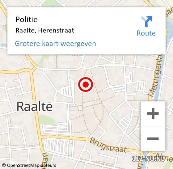 Locatie op kaart van de 112 melding: Politie Raalte, Herenstraat op 23 januari 2022 04:23