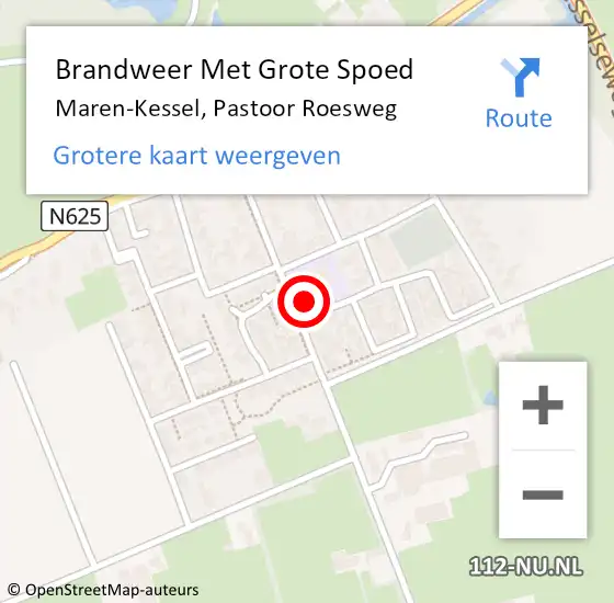 Locatie op kaart van de 112 melding: Brandweer Met Grote Spoed Naar Maren-Kessel, Pastoor Roesweg op 23 januari 2022 04:58