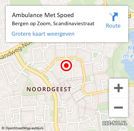Locatie op kaart van de 112 melding: Ambulance Met Spoed Naar Bergen op Zoom, Scandinaviestraat op 6 juli 2014 02:49