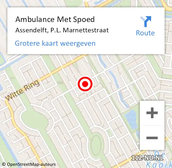 Locatie op kaart van de 112 melding: Ambulance Met Spoed Naar Assendelft, P.L. Marnettestraat op 23 januari 2022 05:39