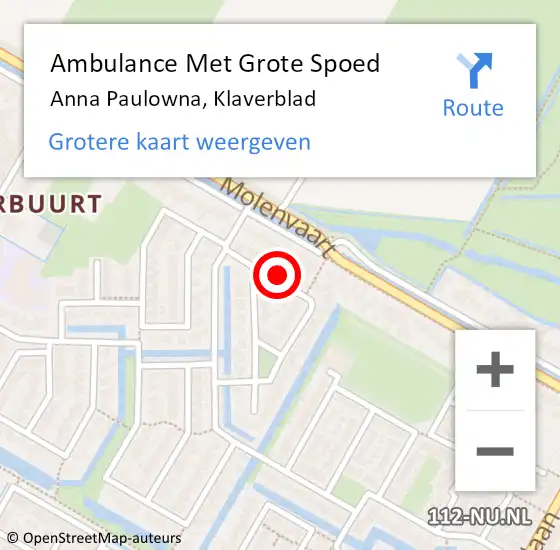 Locatie op kaart van de 112 melding: Ambulance Met Grote Spoed Naar Anna Paulowna, Klaverblad op 23 januari 2022 05:54