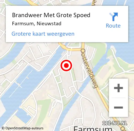 Locatie op kaart van de 112 melding: Brandweer Met Grote Spoed Naar Farmsum, Nieuwstad op 23 januari 2022 08:03