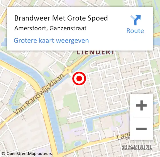 Locatie op kaart van de 112 melding: Brandweer Met Grote Spoed Naar Amersfoort, Ganzenstraat op 23 januari 2022 09:22