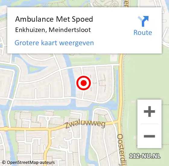 Locatie op kaart van de 112 melding: Ambulance Met Spoed Naar Enkhuizen, Meindertsloot op 23 januari 2022 10:00