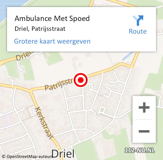 Locatie op kaart van de 112 melding: Ambulance Met Spoed Naar Driel, Patrijsstraat op 23 januari 2022 10:05