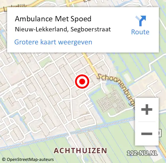 Locatie op kaart van de 112 melding: Ambulance Met Spoed Naar Nieuw-Lekkerland, Segboerstraat op 23 januari 2022 10:12