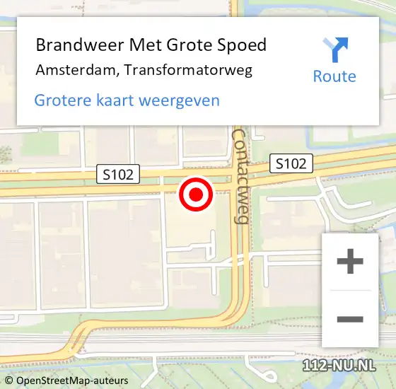 Locatie op kaart van de 112 melding: Brandweer Met Grote Spoed Naar Amsterdam, Transformatorweg op 23 januari 2022 10:15