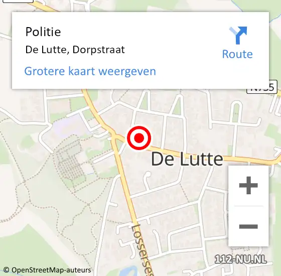 Locatie op kaart van de 112 melding: Politie De Lutte, Dorpstraat op 23 januari 2022 11:00