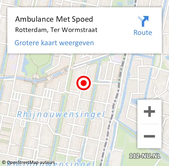 Locatie op kaart van de 112 melding: Ambulance Met Spoed Naar Rotterdam, Ter Wormstraat op 23 januari 2022 11:01