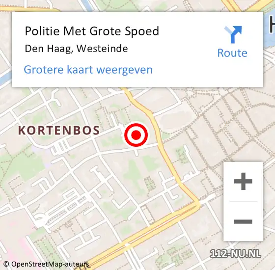 Locatie op kaart van de 112 melding: Politie Met Grote Spoed Naar Den Haag, Westeinde op 23 januari 2022 11:05