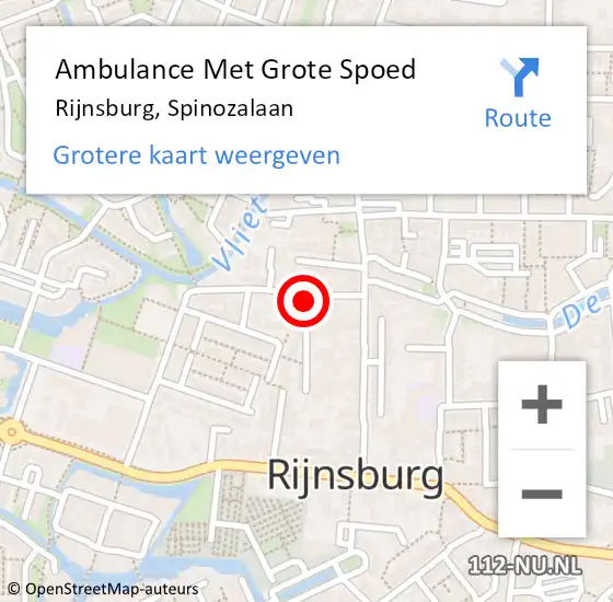 Locatie op kaart van de 112 melding: Ambulance Met Grote Spoed Naar Rijnsburg, Spinozalaan op 23 januari 2022 11:19