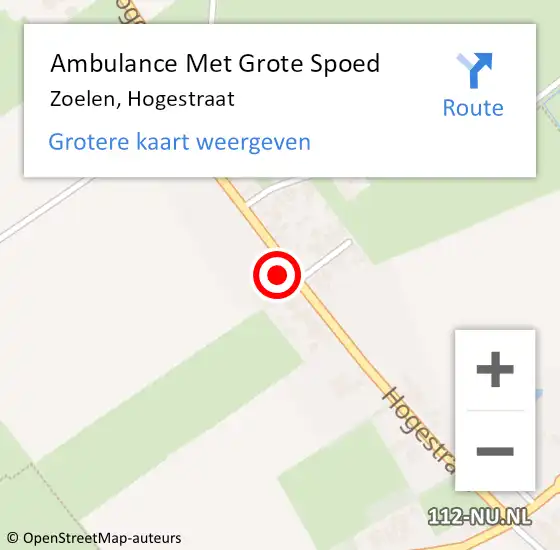 Locatie op kaart van de 112 melding: Ambulance Met Grote Spoed Naar Zoelen, Hogestraat op 23 januari 2022 11:25